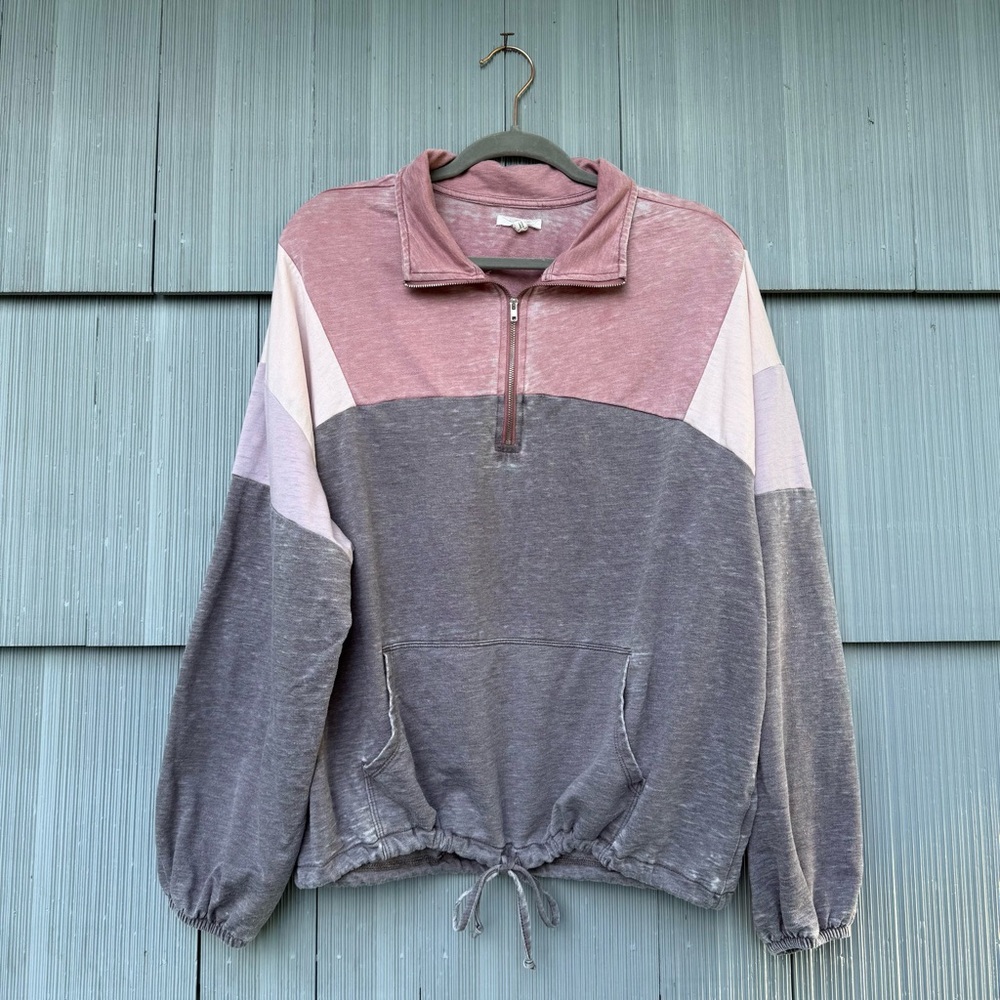 Lightweight Pink Color Block Half Zip Sweatshirt Maurices Size 1